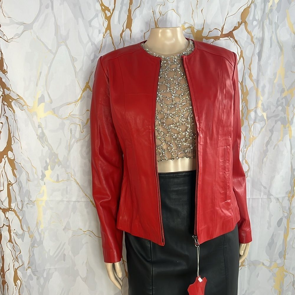Aaron Craft Red Leather Jacket - image 4